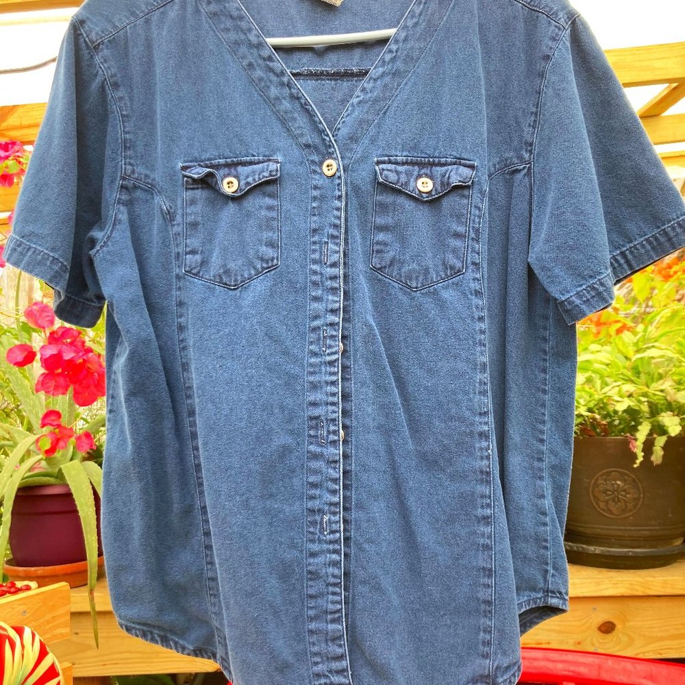 NY Line Navy Blouse, Size Med